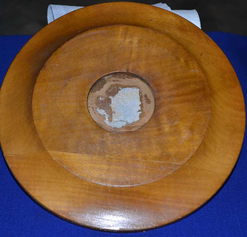 True Vintage Wooden Polish Folk Art Plate with Brass Inlay