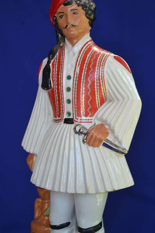 True Vintage 1960's Ouzo Coronetti Cunardo Italy - Greek Man Porcelain Decanter
