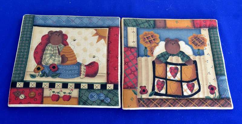 Vintage Quilted Pot Stands x 2