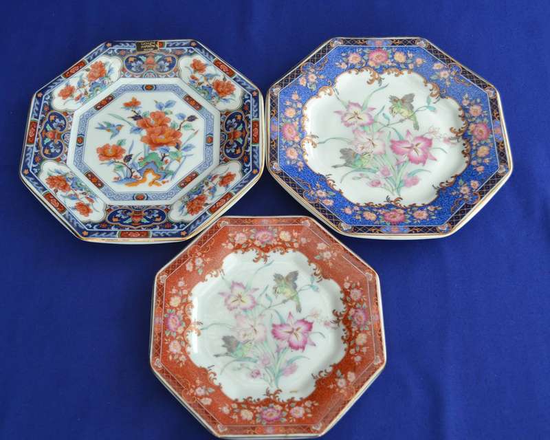 Vintage Octagonal Imari Plates x 3