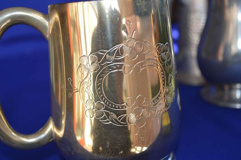 Vintage Etched Brass Tankard