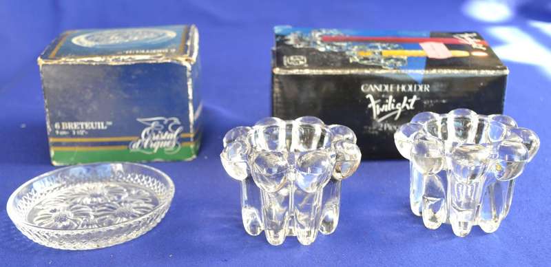 Cristal d'Arques Breteuil Lead crystal Coasters and Twilight Crystal Candle Holders