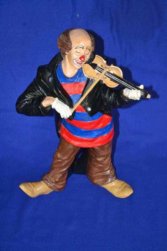 Large Ceramic Clown Playing the Violin
