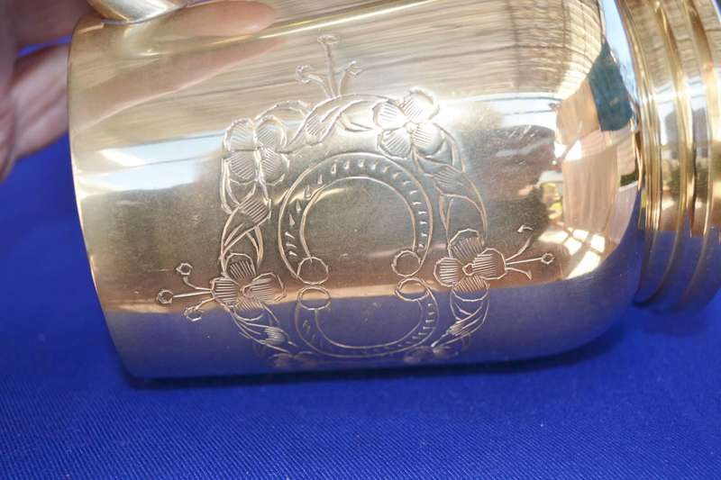 Vintage Etched Brass Tankard