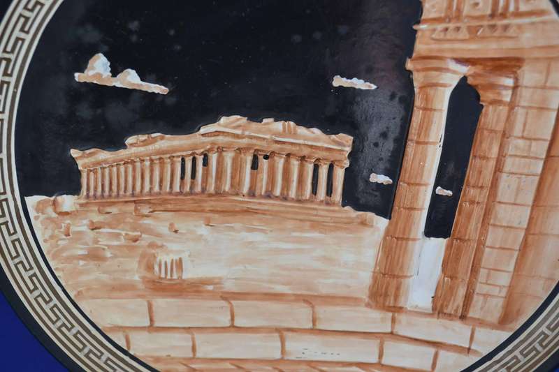 Vintage 3D Display Plate - Parthenon and Square Ceramic Plate