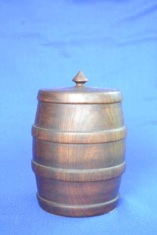 True Vintage Lidded wood Tobacco Jar