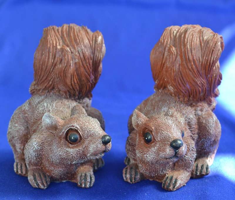 Pair of  Resin Squirrel Ornaments