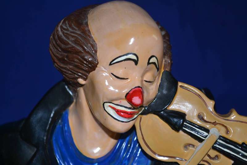 Large Ceramic Clown Playing the Violin