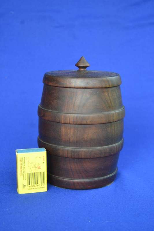 True Vintage Lidded wood Tobacco Jar