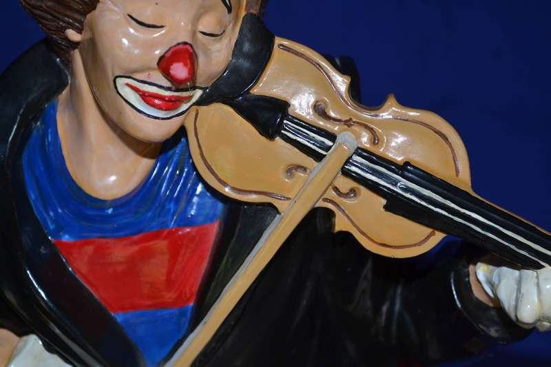 Large Ceramic Clown Playing the Violin