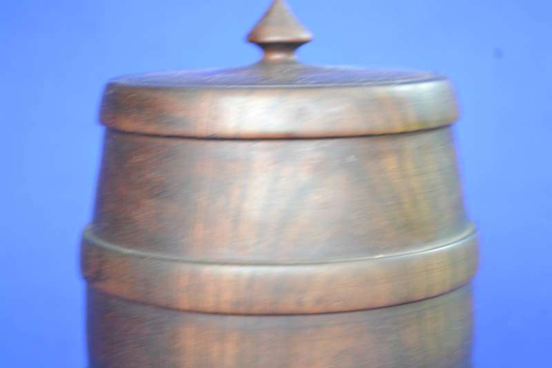 True Vintage Lidded wood Tobacco Jar