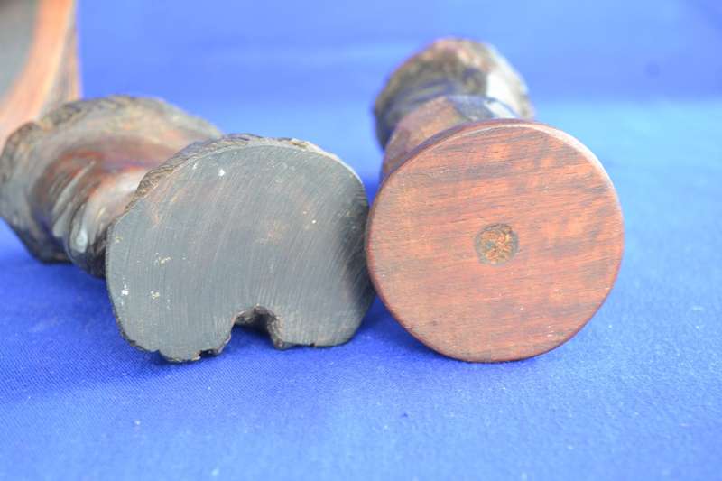 Vintage Hand Carved Wooden African Busts - 3 Pieces