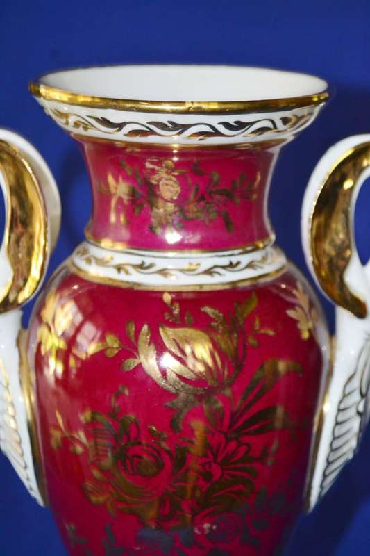 Vintage Hand Painted Limoges Urn Vase with Swan Handles