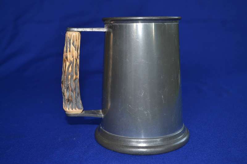 Vintage sheffield English Pewter Bone Handle Tankard