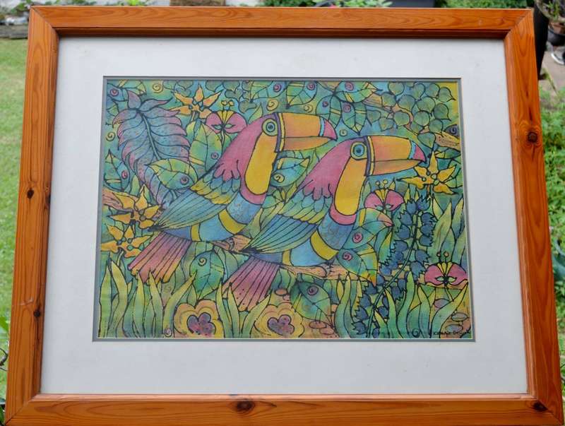 Vibrant Artwork Featuring Two Toucan Birds - Signed by the Artist