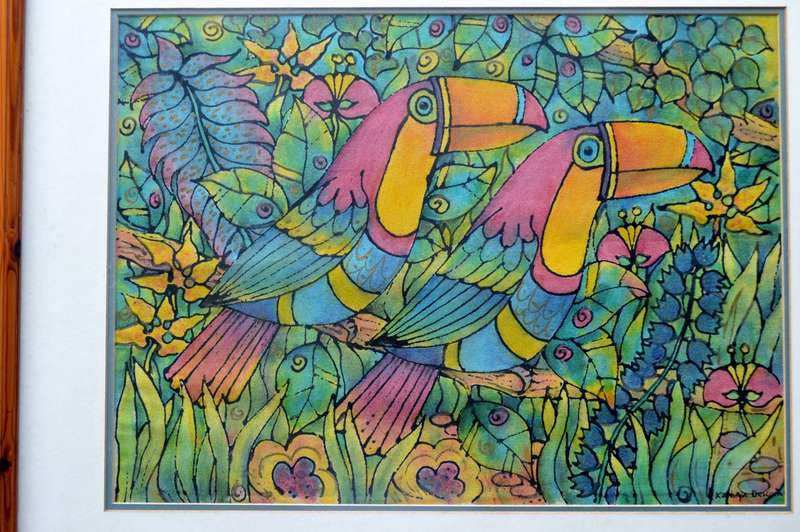 Vibrant Artwork Featuring Two Toucan Birds - Signed by the Artist