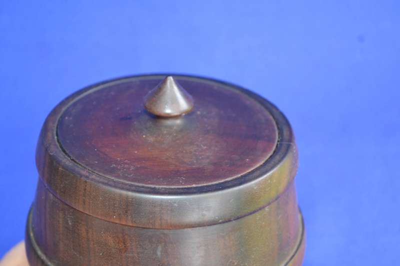 True Vintage Lidded wood Tobacco Jar