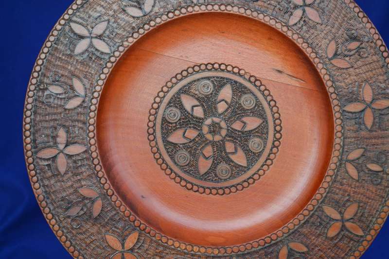 Large True Vintage Wooden Polish Folk Art Plate