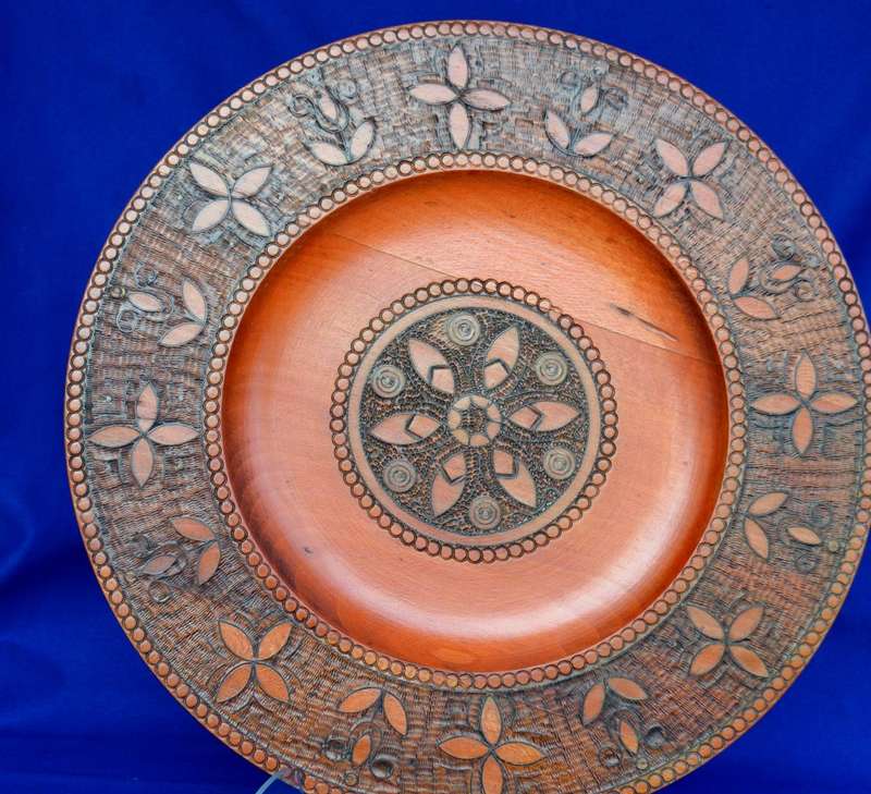 Large True Vintage Wooden Polish Folk Art Plate