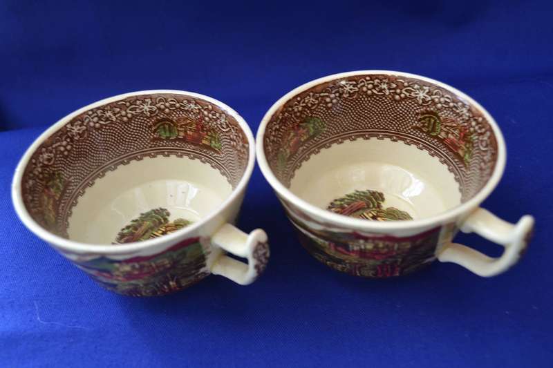 Antique Royal Staffordshire Pottery - Jenny Lind 3 Trios and a Duo  - Some with damage