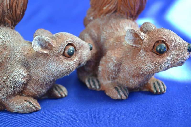 Pair of  Resin Squirrel Ornaments