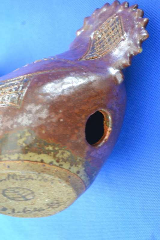 Vintage Rorke's Drift Studio Pottery Chicken - Signed E Mbatha