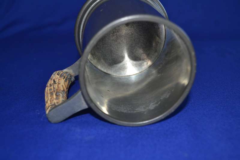 Vintage sheffield English Pewter Bone Handle Tankard