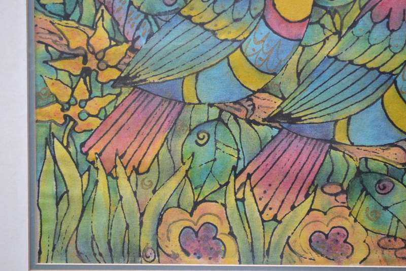 Vibrant Artwork Featuring Two Toucan Birds - Signed by the Artist