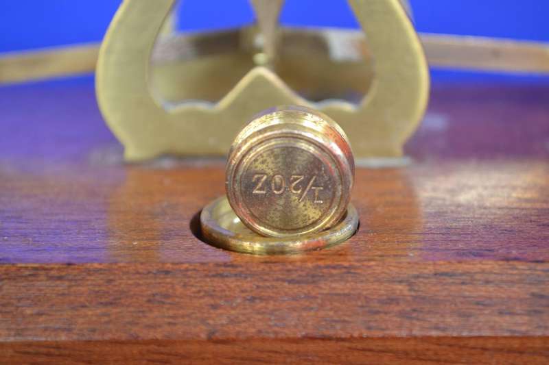 Vintage Brass Postal Scale with Weights - Made in England