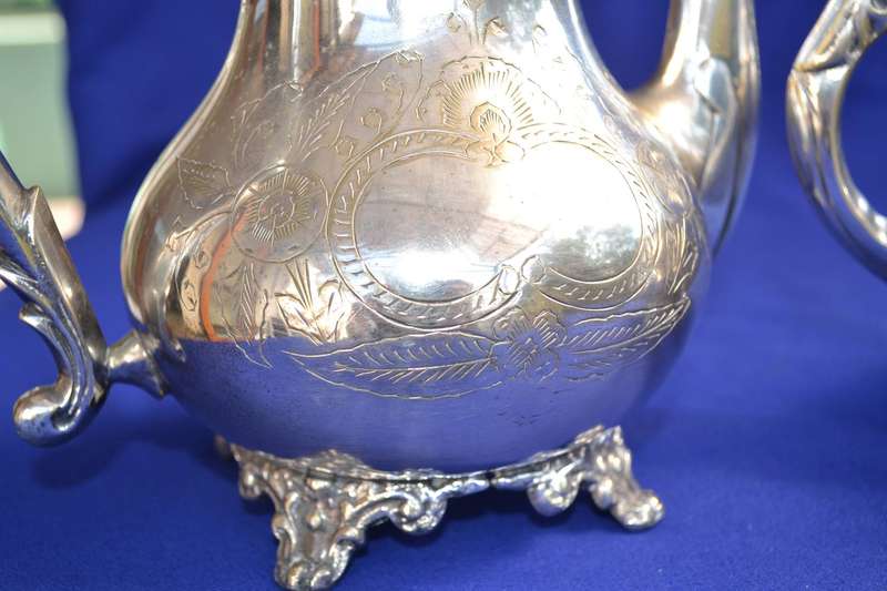 Vintage Engraved Coffee and Tea Pot Set - EPNS