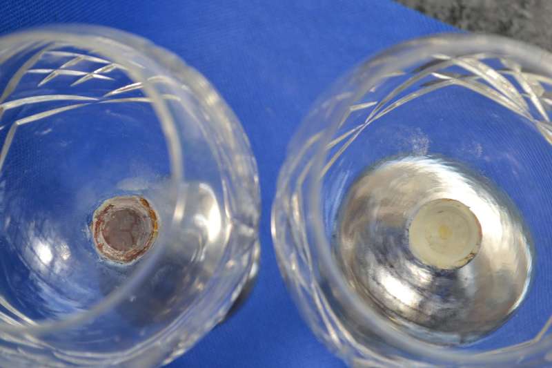 Cut Crystal Wine Glasses with Silver Plate Stem and Base x 5