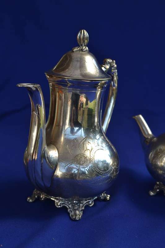 Vintage Engraved Coffee and Tea Pot Set - EPNS