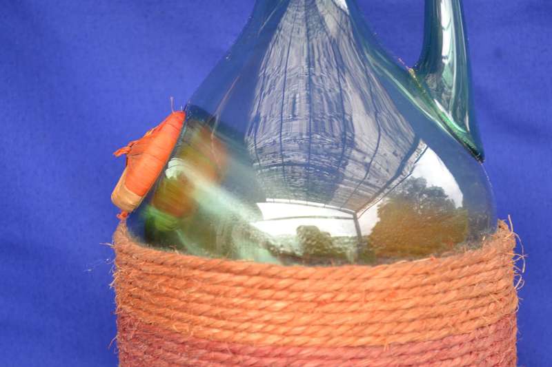 True Vintage Hand Blown Green Glass Wine Chiller Decanter with Ice Chamber
