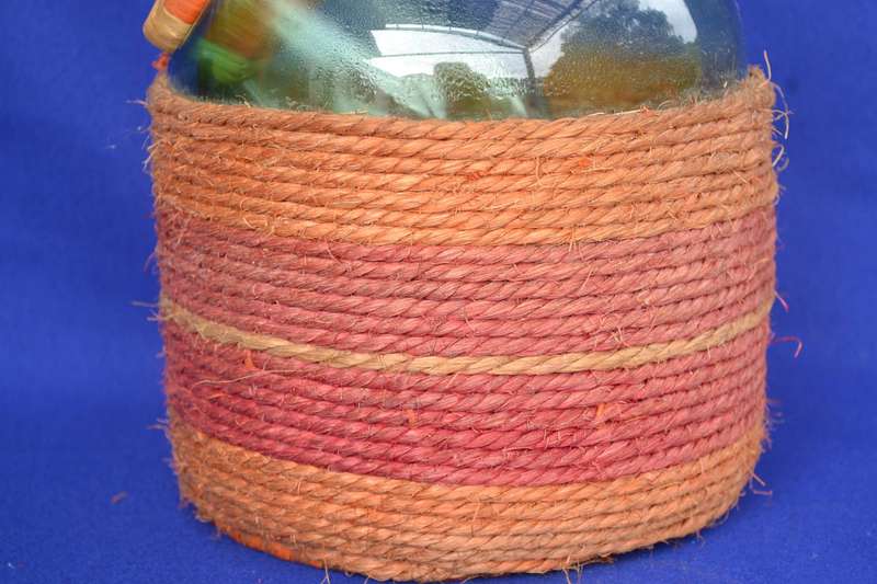 True Vintage Hand Blown Green Glass Wine Chiller Decanter with Ice Chamber