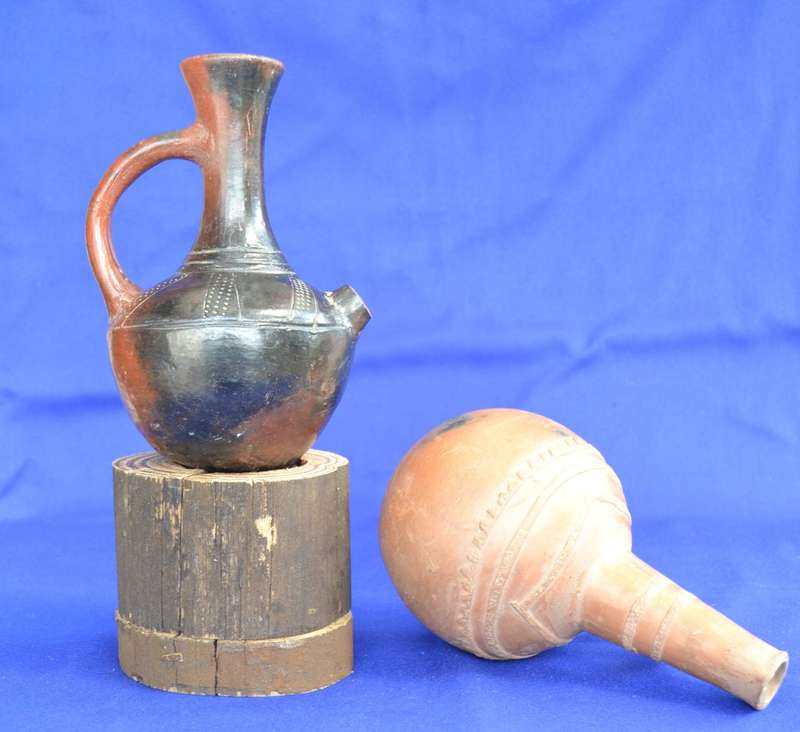 Vintage Jabena Eritrean Clay Coffee Pot and Terracotta Clay Wine Pitcher