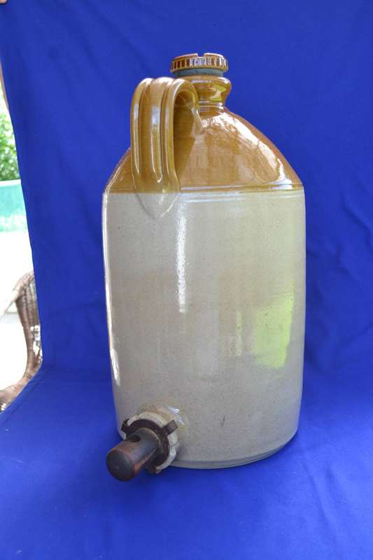 Large Vintage Two Tone 2 Gallon Stoneware Flagon Made in England