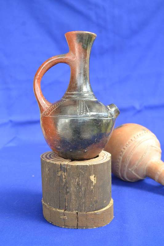 Vintage Jabena Eritrean Clay Coffee Pot and Terracotta Clay Wine Pitcher