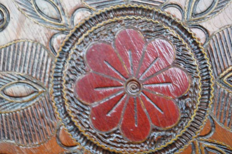 True Vintage Wooden Polish Folk Art Plate with Brass Inlay