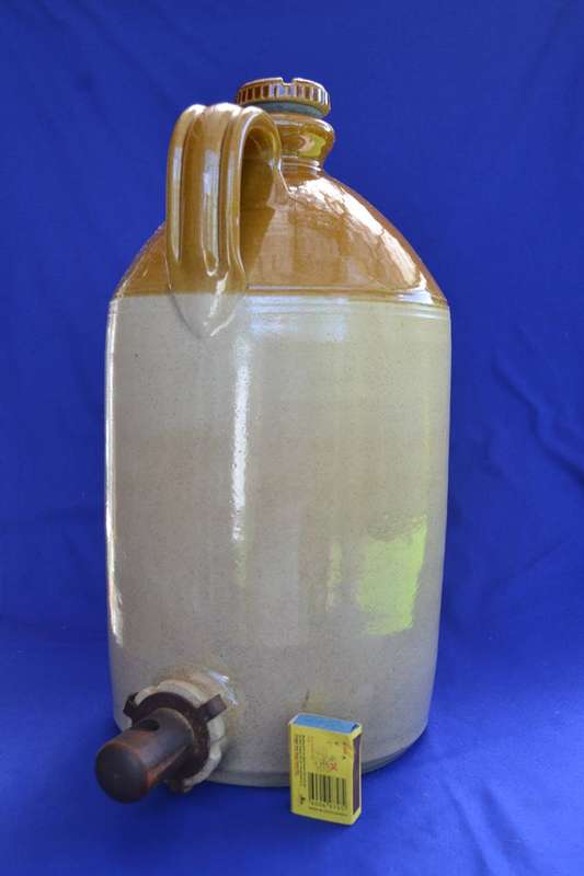 Large Vintage Two Tone 2 Gallon Stoneware Flagon Made in England