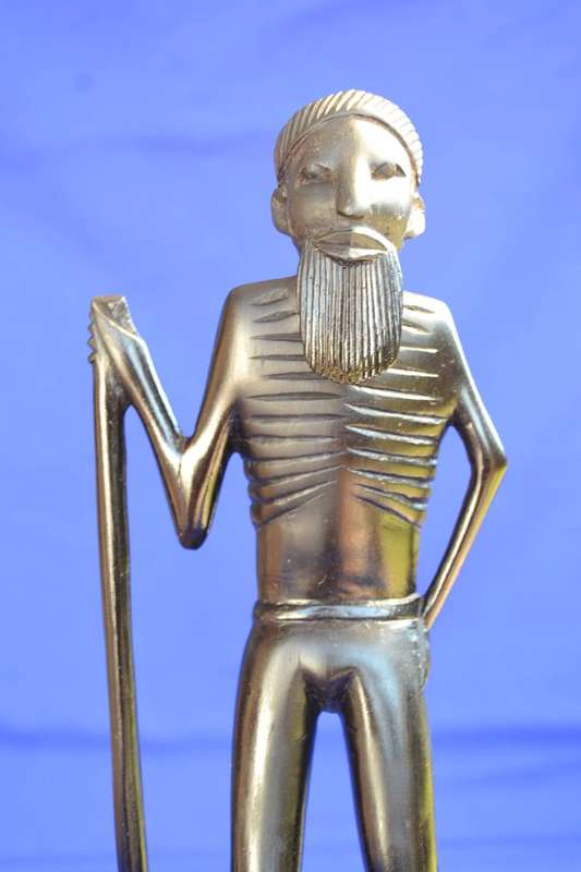 Carved Wooden Figure & Leather Mask /  Wall Hanging