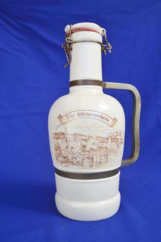 Large Stoneware "The Winemakers"  Decanter with Swing Top Closure