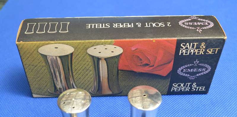 Vintage Silea Silver Plate salad Serving Set, Cake Knife and Lifter & salt and Pepper Shakers