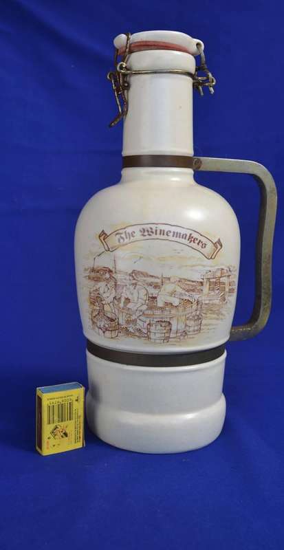 Large Stoneware "The Winemakers"  Decanter with Swing Top Closure