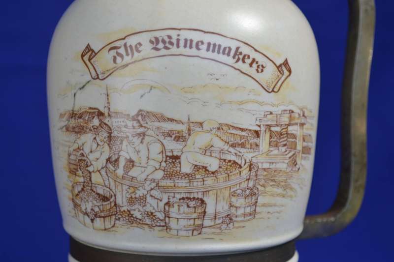 Large Stoneware "The Winemakers"  Decanter with Swing Top Closure