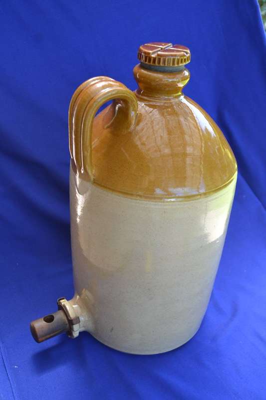 Large Vintage Two Tone 2 Gallon Stoneware Flagon Made in England