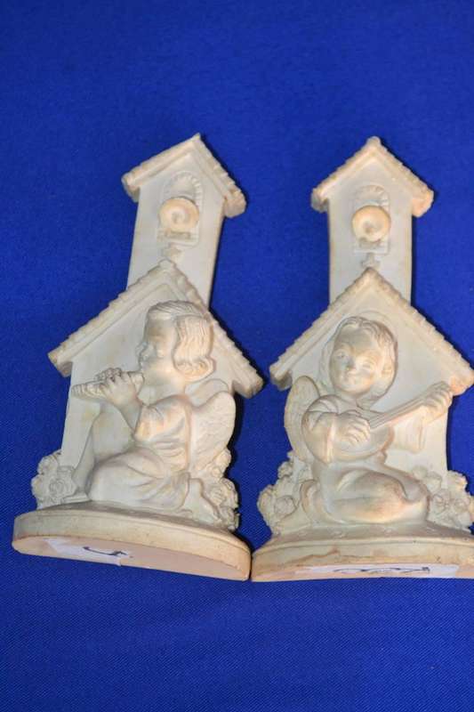 Pair of  Small Vintage Resin  Angel Wall Hangings