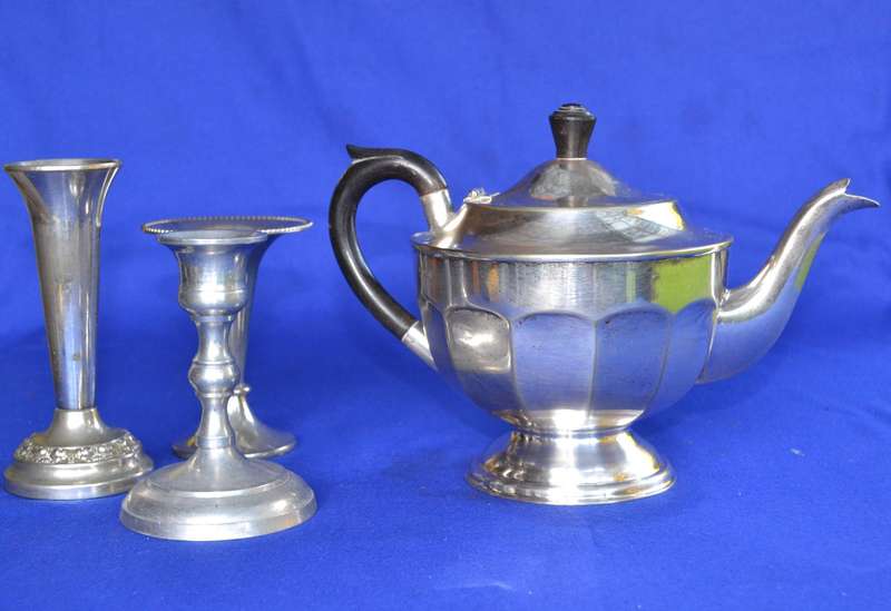 EPNS Tea Pot and candle holders