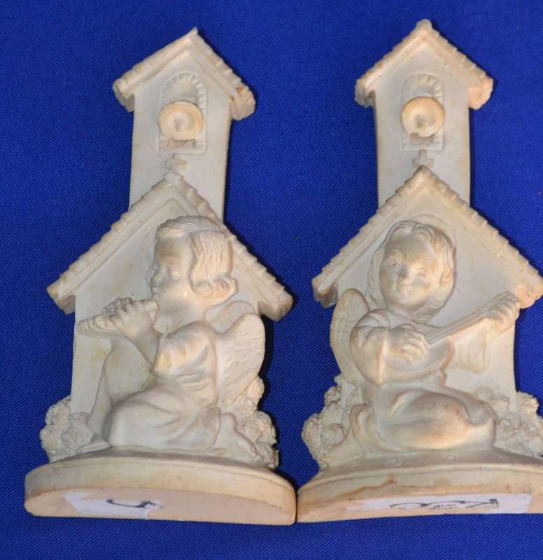 Pair of  Small Vintage Resin  Angel Wall Hangings