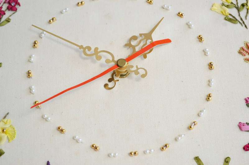 Unique Vintage  Embroidered Wall Clock