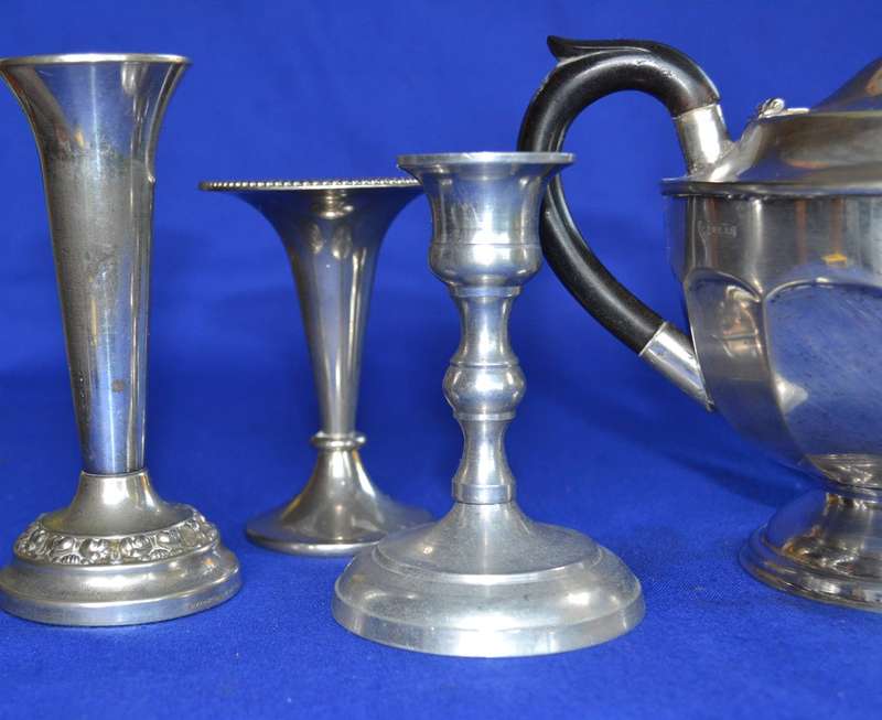 EPNS Tea Pot and candle holders